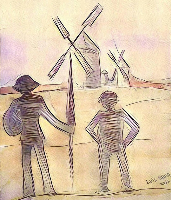 Don Quijote de la Mancha, Sancho Panza y el Molino